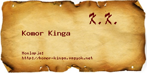 Komor Kinga névjegykártya
